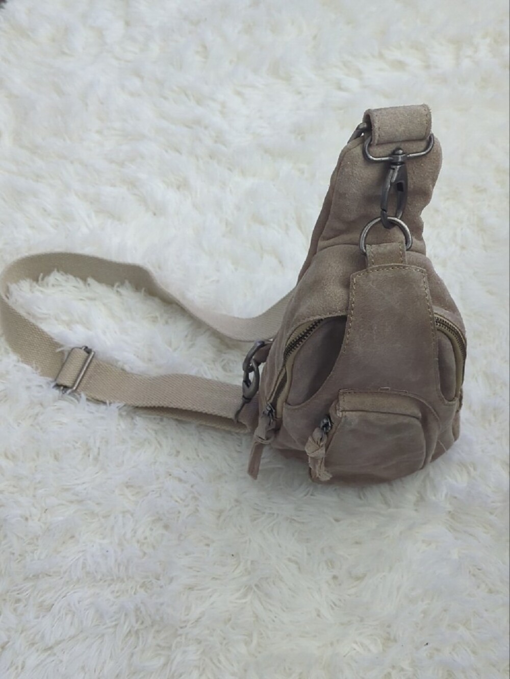 Free People Taupe 100% Cow Leather Sling Bag Like New